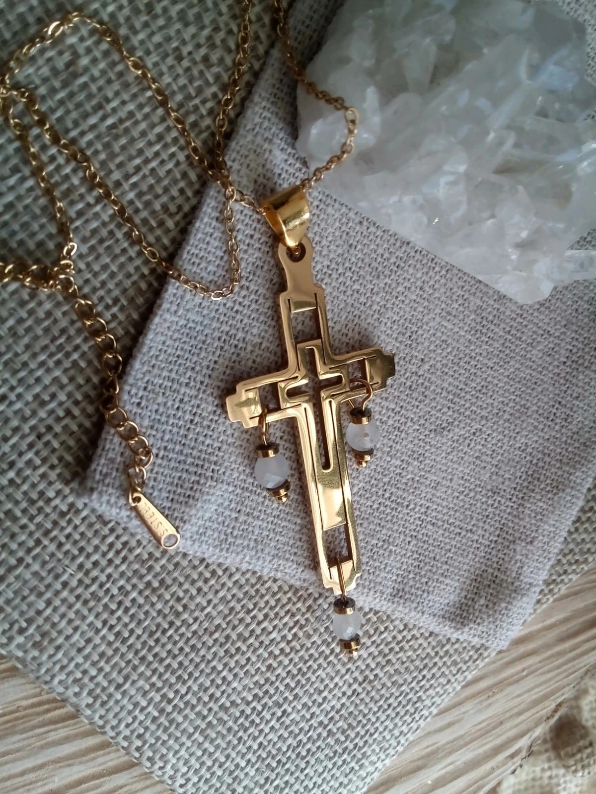 Colar cruz de Auvergne e pedra de cristal de rocha – photo 4